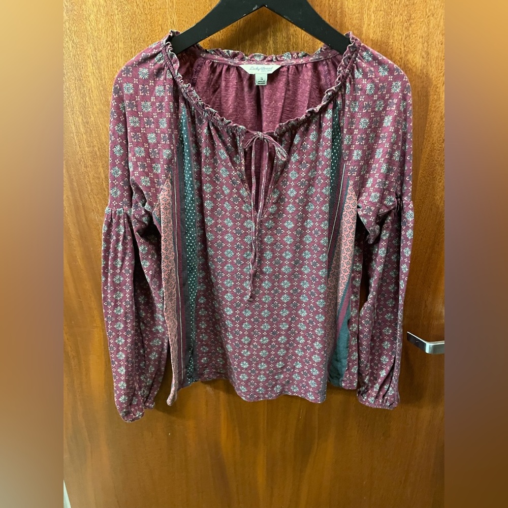 Lucky Brand Mauve Floral Peasant Blouse